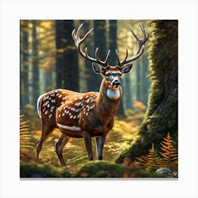 Deer In The Forest 120 Canvas Print