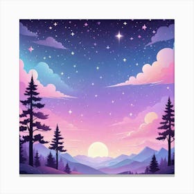 Sky With Twinkling Stars In Pastel Colors Square Composition 224 Canvas Print