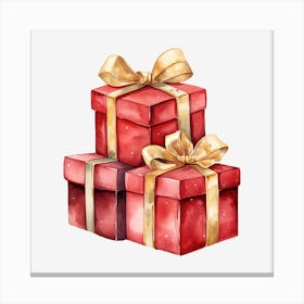 Watercolor Christmas Gift Boxes 1 Canvas Print