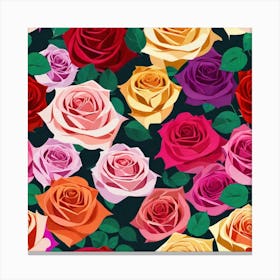 Roses Seamless Pattern 10 Canvas Print