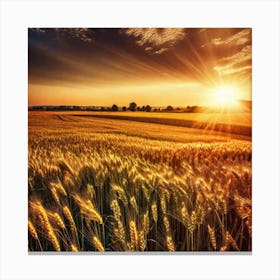 Sunset Over A Wheat Field 17 Canvas Print