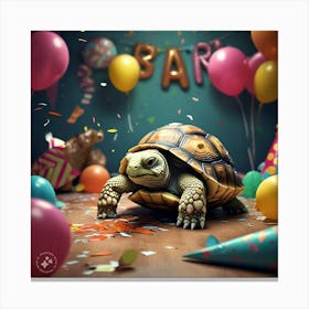 Tortoise In The Party Looking Embarrassed And Ashamed Of His Actions (3) Canvas Print