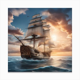 Sailing Ship In The Sea Canvas Print