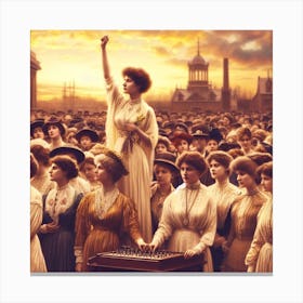Woman In Front Of A Crowd Canvas Print