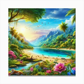 Tropical Landscape Painting Canvas Print