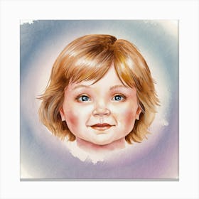 Watercolor Portrait Of A Child 2 Canvas Print