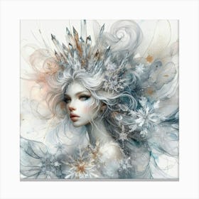 Girl With Snowflakes Canvas Print