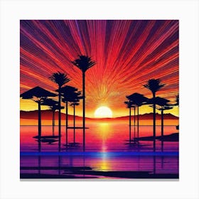 Sunset With Palm Trees 4 Canvas Print