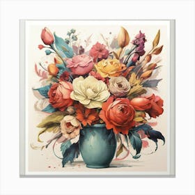 Flowers In A Vase Print Canvas Print