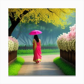 Pink Sari Canvas Print