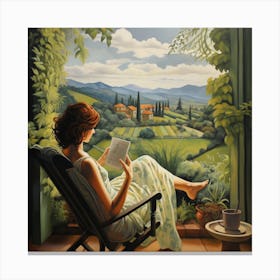 Woman Relaxing On Patio 2 Canvas Print
