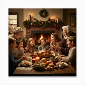 A Heartwarming Depiction Of A Multigenerational Family Reveling In Their Thanksgiving Gathering Lov (6) Canvas Print