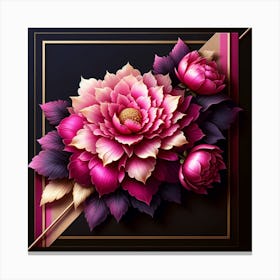 Pink Flowers In A Frame Canvas Print