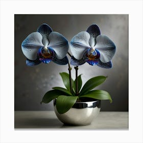 Orchids In A Silver Bowl Canvas Print