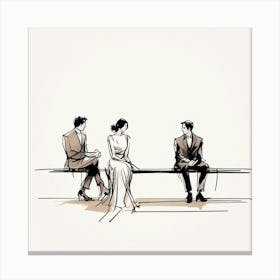 Couple Sitting On Bench Canvas Print