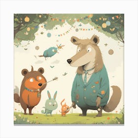 Foxes In The Forest Canvas Print