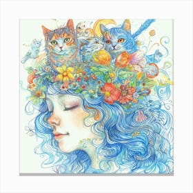 Cat In The Head Canvas Print