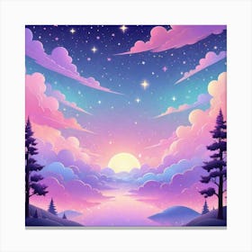 Sky With Twinkling Stars In Pastel Colors Square Composition 152 Canvas Print