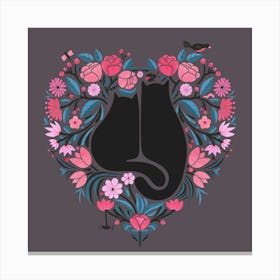 I Heart Cats And Plants Canvas Print