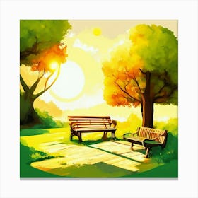 Park Bench In The Sun Canvas Print