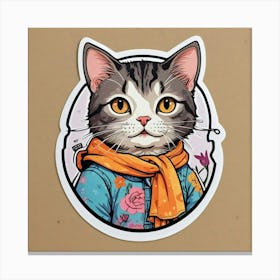 Cat In Scarf Canvas Print