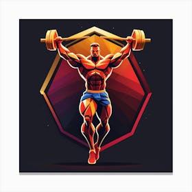 Muscular Man With Barbell Canvas Print