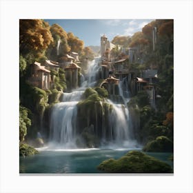 Surreal Waterfall Inspired By Dali And Escher 9 Canvas Print
