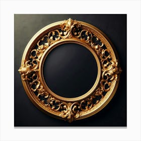 ornate, round, golden frame with intricate carvings and flourishes, perfect for displaying cherished memories or artwork Canvas Print