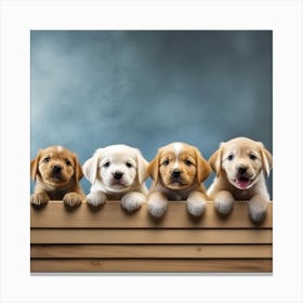 Puppies On A Fence 1 Canvas Print