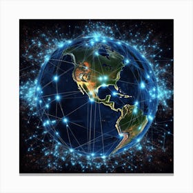 Earth In The Network Canvas Print
