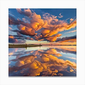 Sunset Reflected In Water Canvas Print