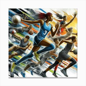 Sports Players In Action Canvas Print