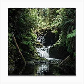 Rainforest Waterfall Square Canvas Print