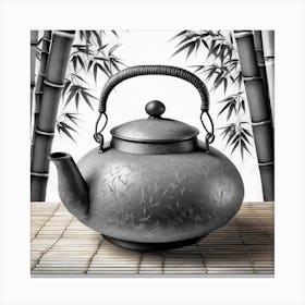 Firefly An Minimalistic Modern Rustic Beautiful Japanese Cast Iron Teapot, Illustration, Bamboo Gard Canvas Print