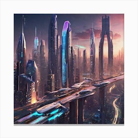 Futuristic Cityscape 76 Canvas Print