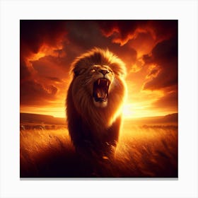 Lion Roaring Canvas Print