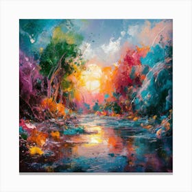 A stunning oil painting of a vibrant and abstract watercolor 20 Canvas Print