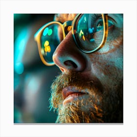 Close Up Of A Man With Glasses Canvas Print