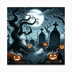 Halloween Graveyard Canvas Print