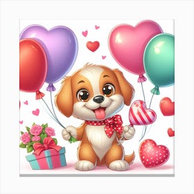 Valentine'S Day Puppy Canvas Print