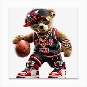 Chicago Bulls Teddy Bear Canvas Print