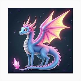 Crystal Dragon With Wings Glowing In A Shimmering Rainbow 1 Canvas Print