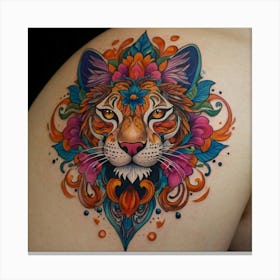 Colorful Tiger Tattoo Canvas Print