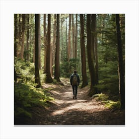 Man Walking In The Forest Canvas Print