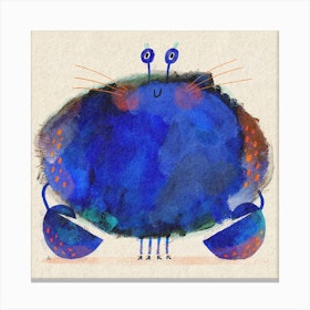 Happy Blue Crab Square Canvas Print