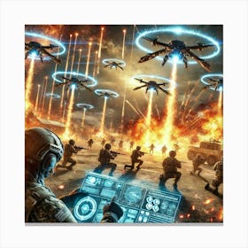 Drones Providing Additional Firepower Canvas Print