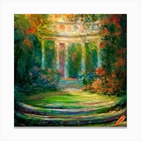 Craiyon 221359 Monet Viktorian Garden Rennaissance Rococo Entre On Garden Curved Stairs Garden Palac Canvas Print