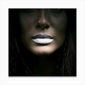 Firefly Lips, Black, Sealed, Silence, Female, Quiet, Mystery, Expression, Symbol, Power, Strength, S (9) Canvas Print