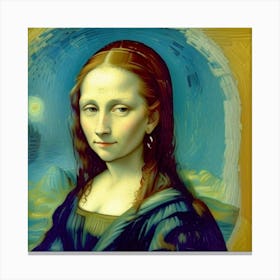 Mona Lisa’s Youthful Grace in Portrait Canvas Print