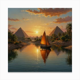 Sailboat At Sunset Canvas Print